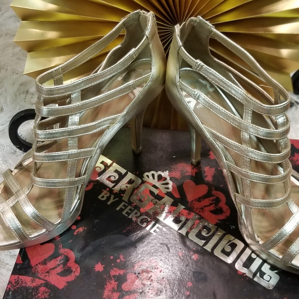 Fergalicious Gold Metallic Strappy Sandals
